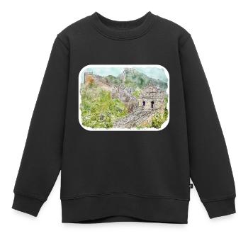 Peking China Aquarell Skizze gezeichnete Zeichnung - Kinder Premium Organic Sweatshirt - Schwarz - Vorne - AI Model Kid Female (0cm)