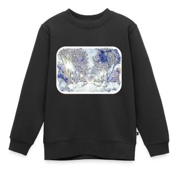 Québec Canada Aquarelle Dessin Dessin Illustration - Sweat Premium enfant bio - noir - Devant - AI Model Kid Female (0cm)