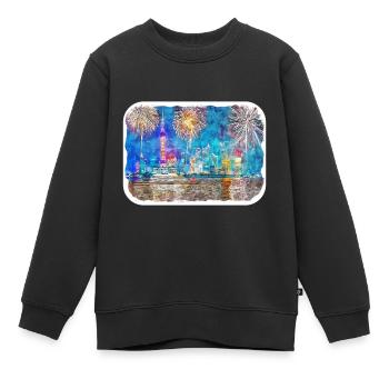 Shanghai Wahrzeichen Aquarell Skizze Illustration - Kinder Premium Organic Sweatshirt - Schwarz - Vorne - AI Model Kid Female (0cm)