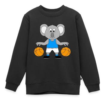 BASKETBALL - KOALA - SPORT - TIER - KIND - BABY - Kinder Premium Organic Sweatshirt - Schwarz - Vorne - AI Model Kid Female (0cm)
