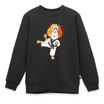 SELBSTVERTEIDIGUNG - KARATE - MEERSCHWEINCHEN - Kinder Premium Organic Sweatshirt - Schwarz - Vorne - AI Model Kid Female (0cm)