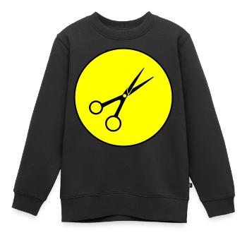 Schere Barber Kreis - Kinder Premium Organic Sweatshirt - Schwarz - Vorne - AI Model Kid Female (0cm)
