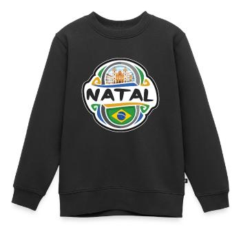 Natal Brasilien Flagge Abzeichen Reise Souvenir Stempel - Kinder Premium Organic Sweatshirt - Schwarz - Vorne - AI Model Kid Female (0cm)