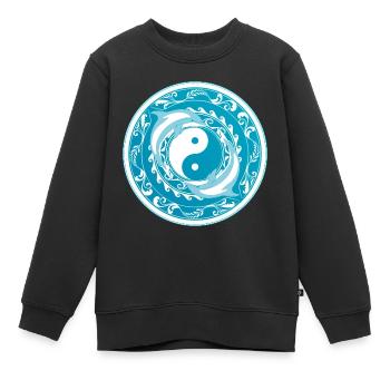 Dauphins Yin Yang - Sweat Premium enfant bio - noir - Devant - AI Model Kid Female (0cm)