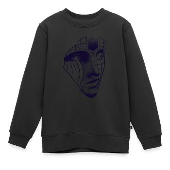 Roboter-Gesichtszeichnung 3D-Linien & Dotwork-Kunst - Kinder Premium Organic Sweatshirt - Schwarz - Vorne - AI Model Kid Female (0cm)
