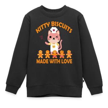 Kitty Biscuits Made With Love - Kinder Premium Organic Sweatshirt - Schwarz - Vorne - AI Model Kid Female (0cm)
