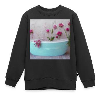 Blumen in der Badewanne Pink Beautiful - Kinder Premium Organic Sweatshirt - Schwarz - Vorne - AI Model Kid Female (0cm)