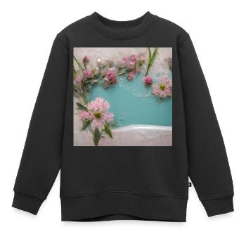 Fleurs dans la baignoire Pink Beautiful III - Sweat Premium enfant bio - noir - Devant - AI Model Kid Female (0cm)
