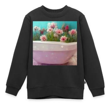 Fleurs dans la baignoire Pink Beautiful II - Sweat Premium enfant bio - noir - Devant - AI Model Kid Female (0cm)