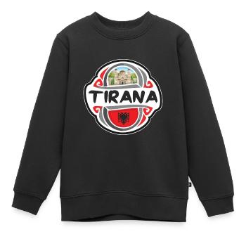 Tirana Albanie Drapeau Badge Voyage Souvenir Timbre - Sweat Premium enfant bio - noir - Devant - AI Model Kid Female (0cm)
