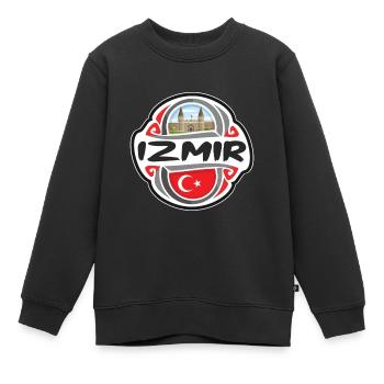 Izmir Turquie Drapeau Badge Voyage Souvenir Timbre - Sweat Premium enfant bio - noir - Devant - AI Model Kid Female (0cm)