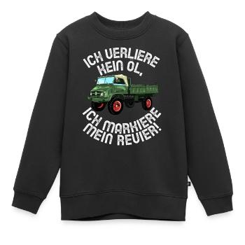 Ich verliere kein Öl - Unimog - Offroad - Oldtimer - Kinder Premium Organic Sweatshirt - Schwarz - Vorne - AI Model Kid Female (0cm)