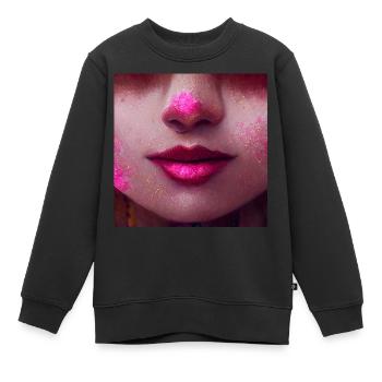 Visage Lèvres et Nez Photoréaliste - Sweat Premium enfant bio - noir - Devant - AI Model Kid Female (0cm)
