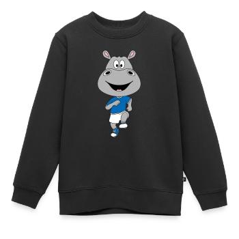 LAUFEN - JOGGEN - SPORT - MARATHON - NILPFERD - Kinder Premium Organic Sweatshirt - Schwarz - Vorne - AI Model Kid Female (0cm)