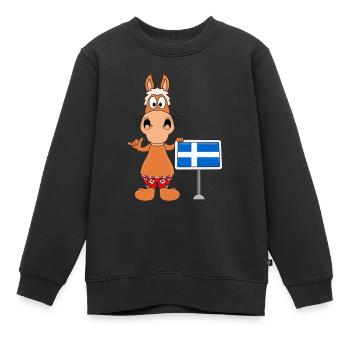 SHETLANDPONY - SHETLANDINSELN - SHETLAND - PFERD - Kinder Premium Organic Sweatshirt - Schwarz - Vorne - AI Model Kid Female (0cm)