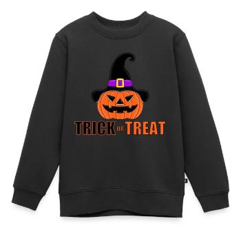 TRICK OR TREAT - HALLOWEEN - KÜRBIS - Kinder Premium Organic Sweatshirt - Schwarz - Vorne - AI Model Kid Female (0cm)