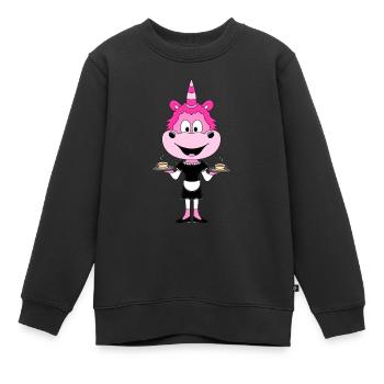EINHORN - KELLNERIN - GASTRONOMIE - KAFFEE - TEE - Kinder Premium Organic Sweatshirt - Schwarz - Vorne - AI Model Kid Female (0cm)