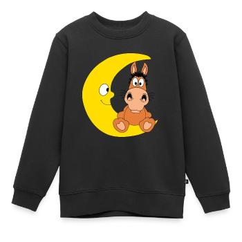 MOND - PFERD - PONY - TIERISCH - TIER - Kinder Premium Organic Sweatshirt - Schwarz - Vorne - AI Model Kid Female (0cm)