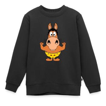 PFERD - STARK - MUSKELN - FITNESS - BODYBUILDING - Kinder Premium Organic Sweatshirt - Schwarz - Vorne - AI Model Kid Female (0cm)