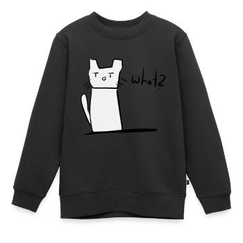 Katze verwirrt süß tier - Kinder Premium Organic Sweatshirt - Schwarz - Vorne - AI Model Kid Female (0cm)