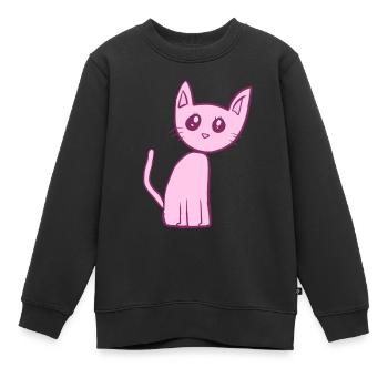 Chat rose animal animal mignon - Sweat Premium enfant bio - noir - Devant - AI Model Kid Female (0cm)