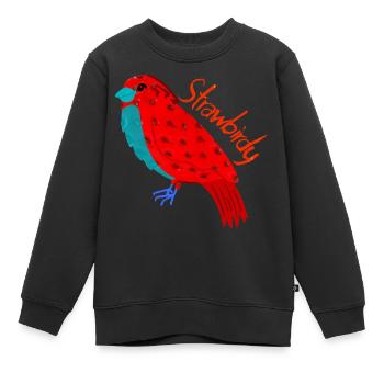 Oiseau et fraise. Oiseaux de paille - Sweat Premium enfant bio - noir - Devant - AI Model Kid Female (0cm)