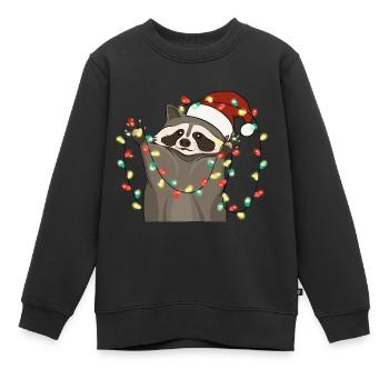 Christmas Lights Waschbär Weihnachten - Kinder Premium Organic Sweatshirt - Schwarz - Vorne - AI Model Kid Female (0cm)