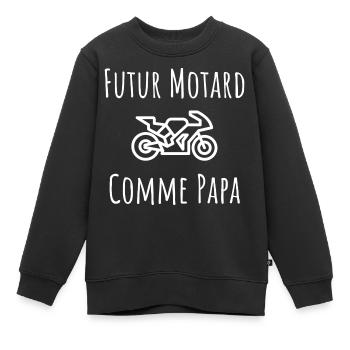 futur motard comme papa - Sweat Premium enfant bio - noir - Devant - AI Model Kid Female (0cm)