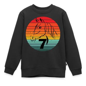 Horses Birthday 7 Reiermädchen - Kids Premium Organic Sweatshirt - black - Front - AI Model Kid Female (0cm)