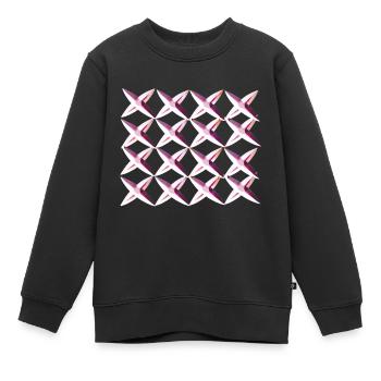 le filet croise le motif rose - Sweat Premium enfant bio - noir - Devant - AI Model Kid Female (0cm)