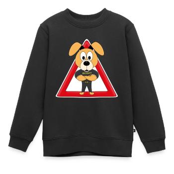 ACHTUNG WACHHUND - HUND - SECURITY - TIERISCH - Kinder Premium Organic Sweatshirt - Schwarz - Vorne - AI Model Kid Female (0cm)