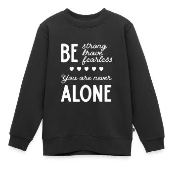 Christliches Design sei stark, mutig, furchtlos. Du - Kinder Premium Organic Sweatshirt - Schwarz - Vorne - AI Model Kid Female (0cm)
