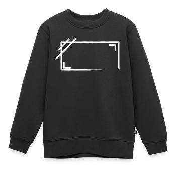 Traits de cadre rectangulaire patinés - Sweat Premium enfant bio - noir - Devant - AI Model Kid Female (0cm)