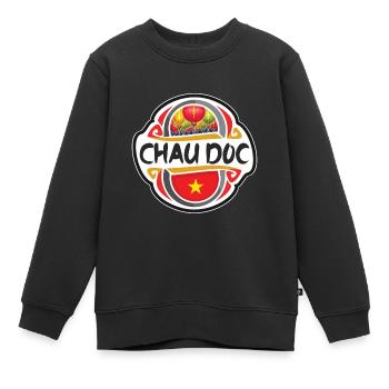 Chau Doc Vietnam Flagge Abzeichen Reise Souvenir Briefmarke - Kinder Premium Organic Sweatshirt - Schwarz - Vorne - AI Model Kid Female (0cm)