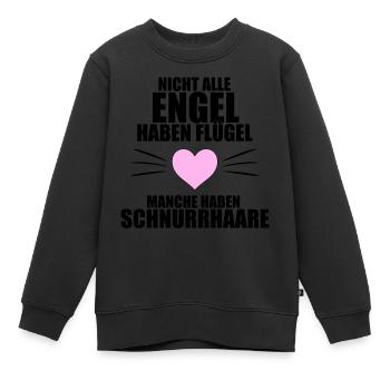 KATZEN - KATZE - NICHT ALLE ENGEL HABEN FLÜGEL... - Kinder Premium Organic Sweatshirt - Schwarz - Vorne - AI Model Kid Female (0cm)