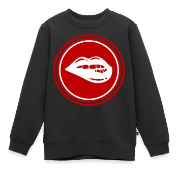Symbole de lèvre - Sweat Premium enfant bio - noir - Devant - AI Model Kid Female (0cm)