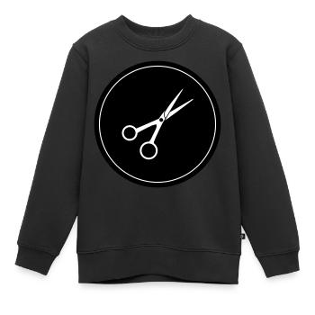 Schere Barber Kreis - Kinder Premium Organic Sweatshirt - Schwarz - Vorne - AI Model Kid Female (0cm)