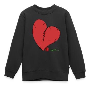 cœur brisé triste rouge - Sweat Premium enfant bio - noir - Devant - AI Model Kid Female (0cm)