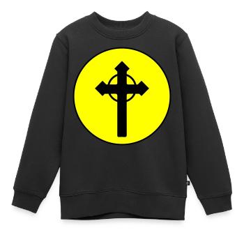 Symbole de croix - Sweat Premium enfant bio - noir - Devant - AI Model Kid Female (0cm)