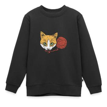 Katze Garn Häkeln - Kinder Premium Organic Sweatshirt - Schwarz - Vorne - AI Model Kid Female (0cm)