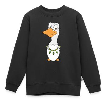 GANS - KLEEBLÄTTER - GLÜCKSBRINGER - TIERISCH - Kinder Premium Organic Sweatshirt - Schwarz - Vorne - AI Model Kid Female (0cm)