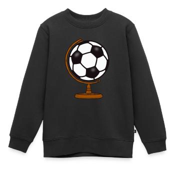 WELT - GLOBUS - ERDE - FUßBALL - SPORT - Kinder Premium Organic Sweatshirt - Schwarz - Vorne - AI Model Kid Female (0cm)