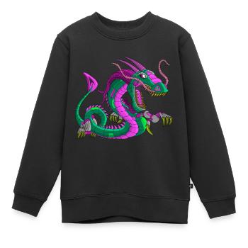 Metalldrache Mechdragon Drache aus Metall - Kinder Premium Organic Sweatshirt - Schwarz - Vorne - AI Model Kid Female (0cm)