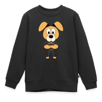 HUND - WACHHUND - SECURITY - TÜRSTEHER - TIERISCH - Kinder Premium Organic Sweatshirt - Schwarz - Vorne - AI Model Kid Female (0cm)