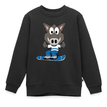WILDSCHWEIN - SNOWBOARD - PISTENSAU - SPORT - Kinder Premium Organic Sweatshirt - Schwarz - Vorne - AI Model Kid Female (0cm)