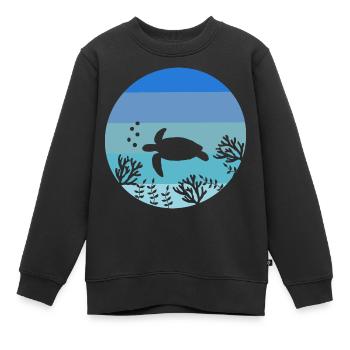 Ocean Animal Lovers Créature marine Tortue rétro - Sweat Premium enfant bio - noir - Devant - AI Model Kid Female (0cm)