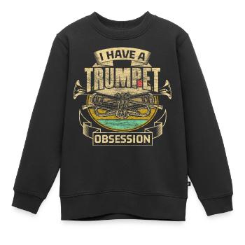 Idée cadeau Trumpet Brass Band - Sweat Premium enfant bio - noir - Devant - AI Model Kid Female (0cm)