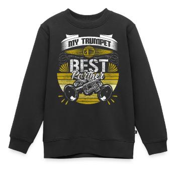 Idée cadeau Trumpet Brass Band - Sweat Premium enfant bio - noir - Devant - AI Model Kid Female (0cm)