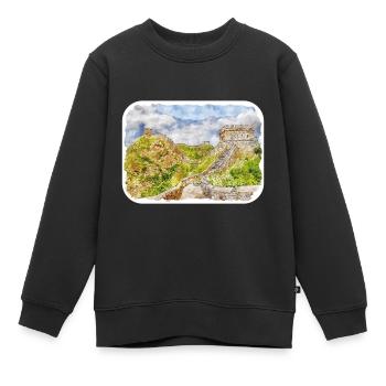 Peking China Aquarell Skizze gezeichnete Zeichnung - Kinder Premium Organic Sweatshirt - Schwarz - Vorne - AI Model Kid Female (0cm)