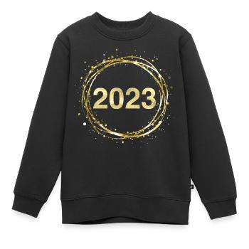 2023 - Kinder Premium Organic Sweatshirt - Schwarz - Vorne - AI Model Kid Female (0cm)